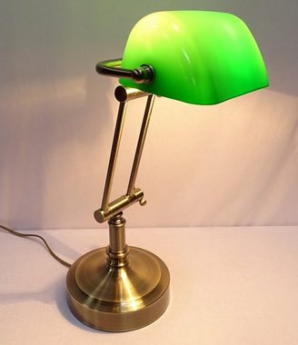 Linoows Tischleuchte Bankerlampe Bürolampe Art Deco Schreibtisch Lampe, ohne Leuchtmittel, je nach Leuchtmittel, Altmessing Tisch Lampe