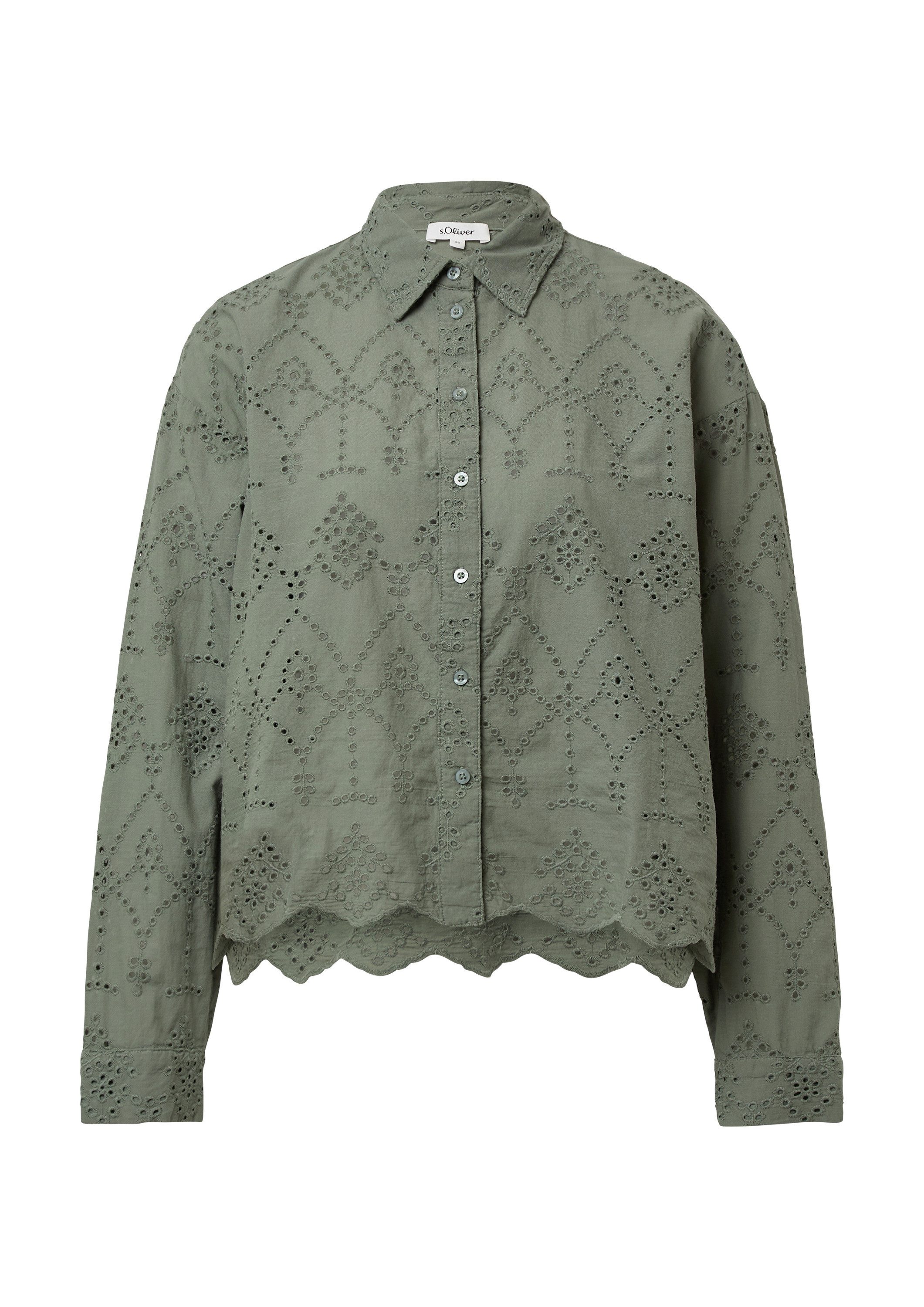 s.Oliver Langarmbluse Bluse Verkürzte Bluse mit Lochstickerei günstig online kaufen