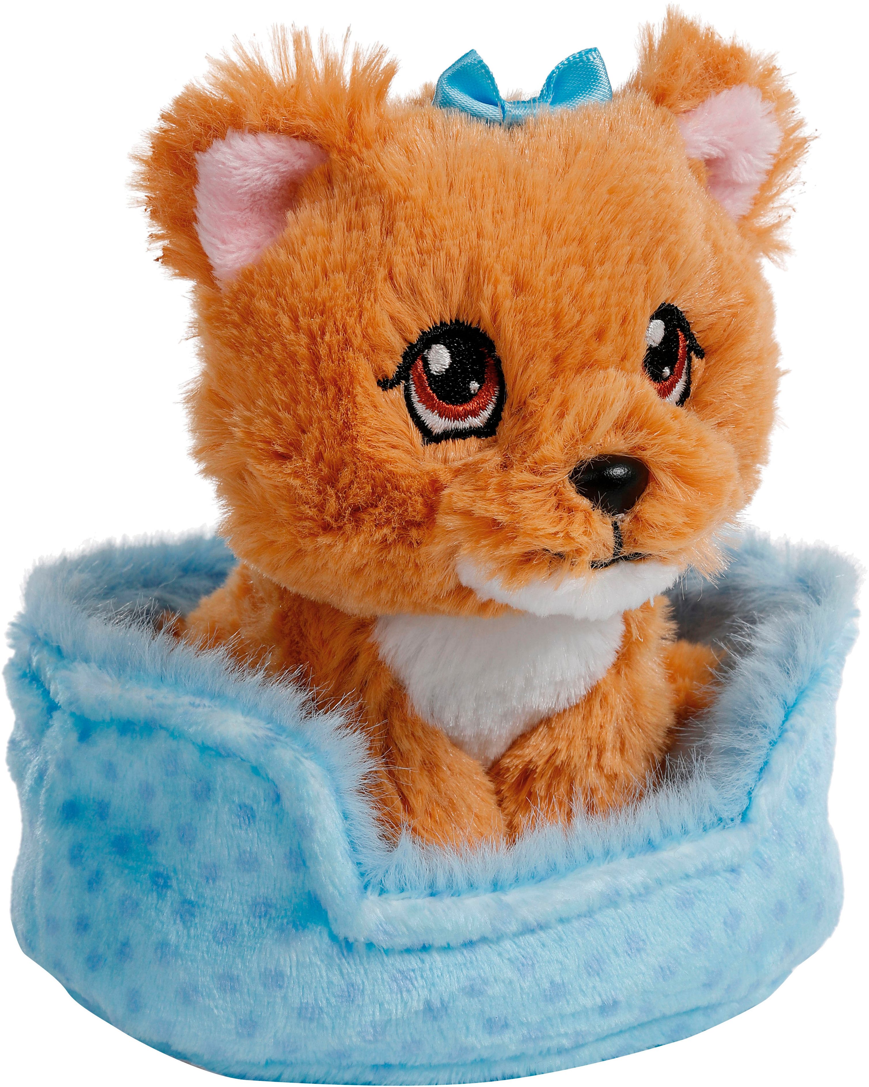 Nici Kuscheltier Little Paws, Hund Yorkshire, 12 cm, im Körbchen blau
