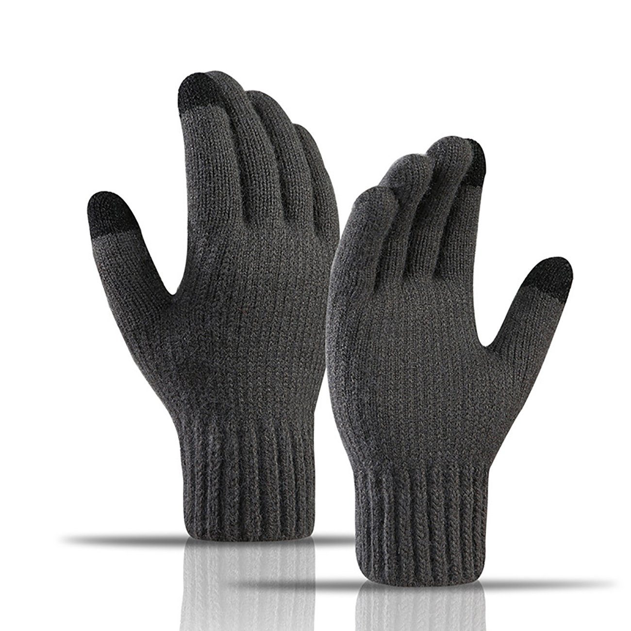 warme Handschuhe Strickhandschuhe dunkelgrau verdickte Touchscreen-Handschuhe, Uana