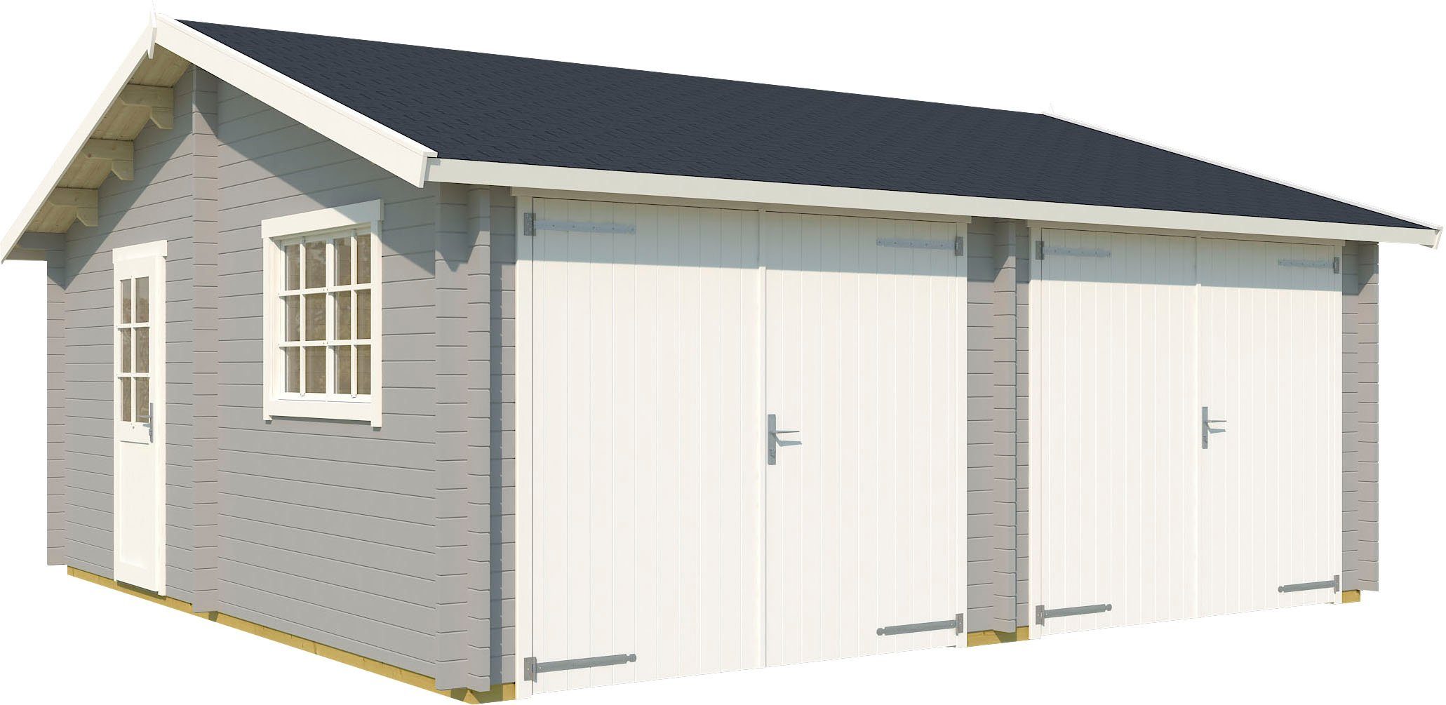 LASITA MAJA Garage Falkland (Set, Für 2 Fahrzeuge geeignet), Garage + 2 Holztoren