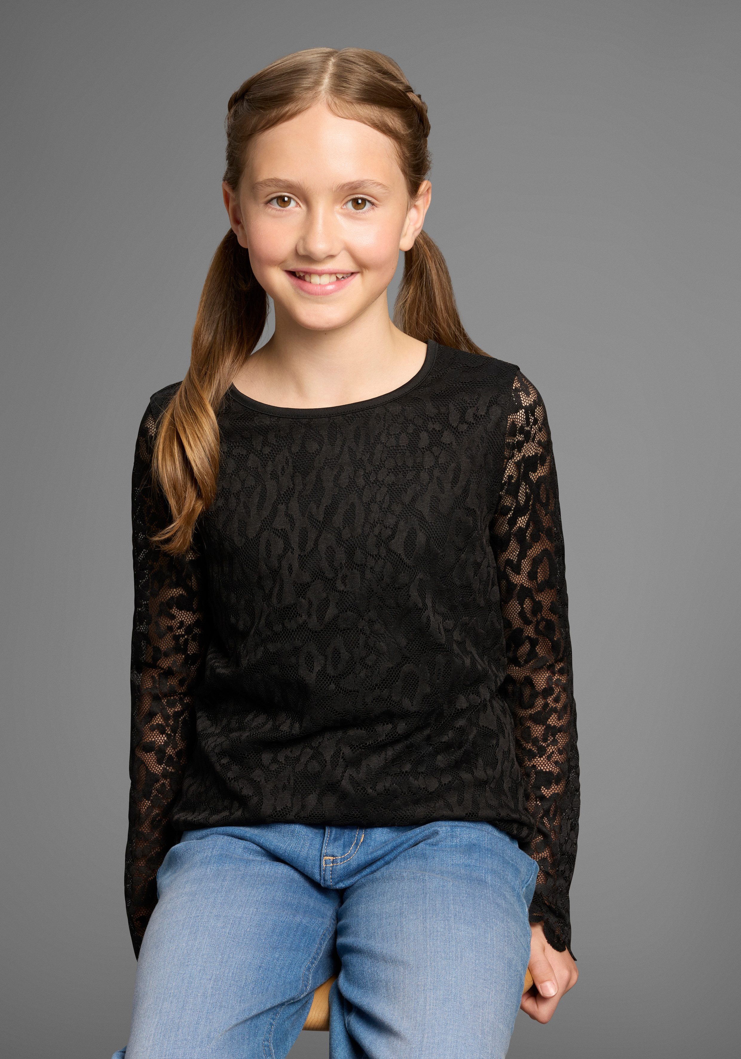 KIDSWORLD Langarmshirt Spizten-Shirt Für jeden Anlass, Shirt mit Spitze