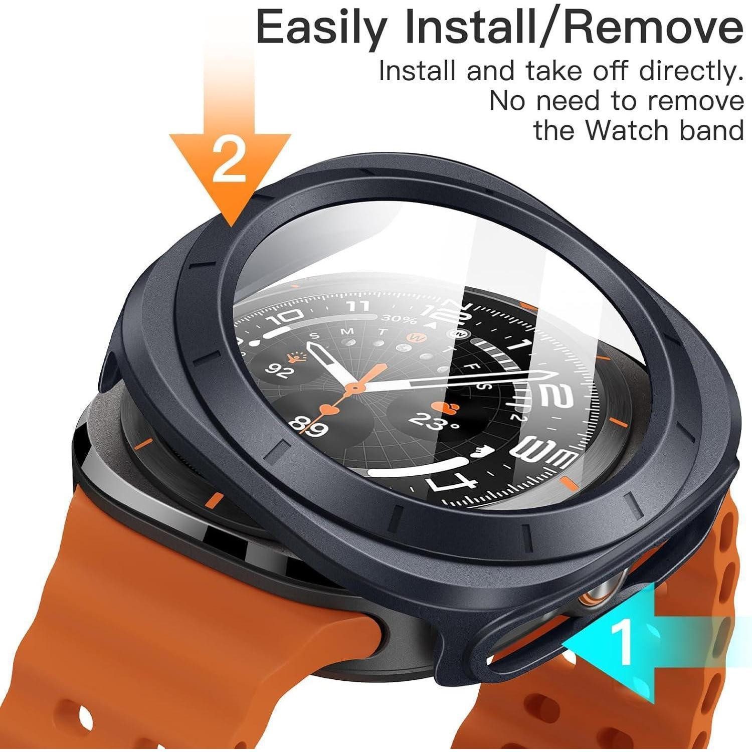 LuxusKollektion Smartwatch-Hülle Schutzhülle mit Gehärtetem Glas für Samsung Galaxy Watch Ultra – Bild 4 von 5