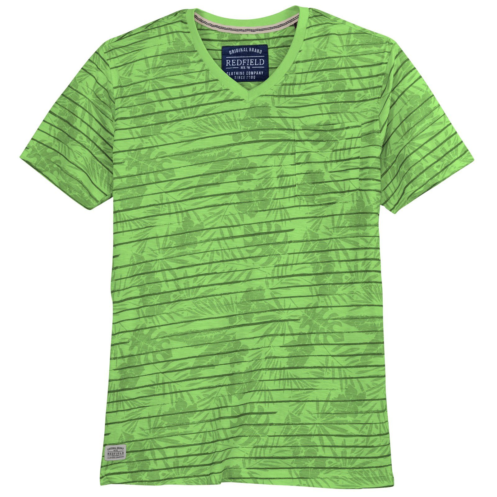 redfield V-Shirt Große Größen grün modisches Herren Redfield T-Shirt floral