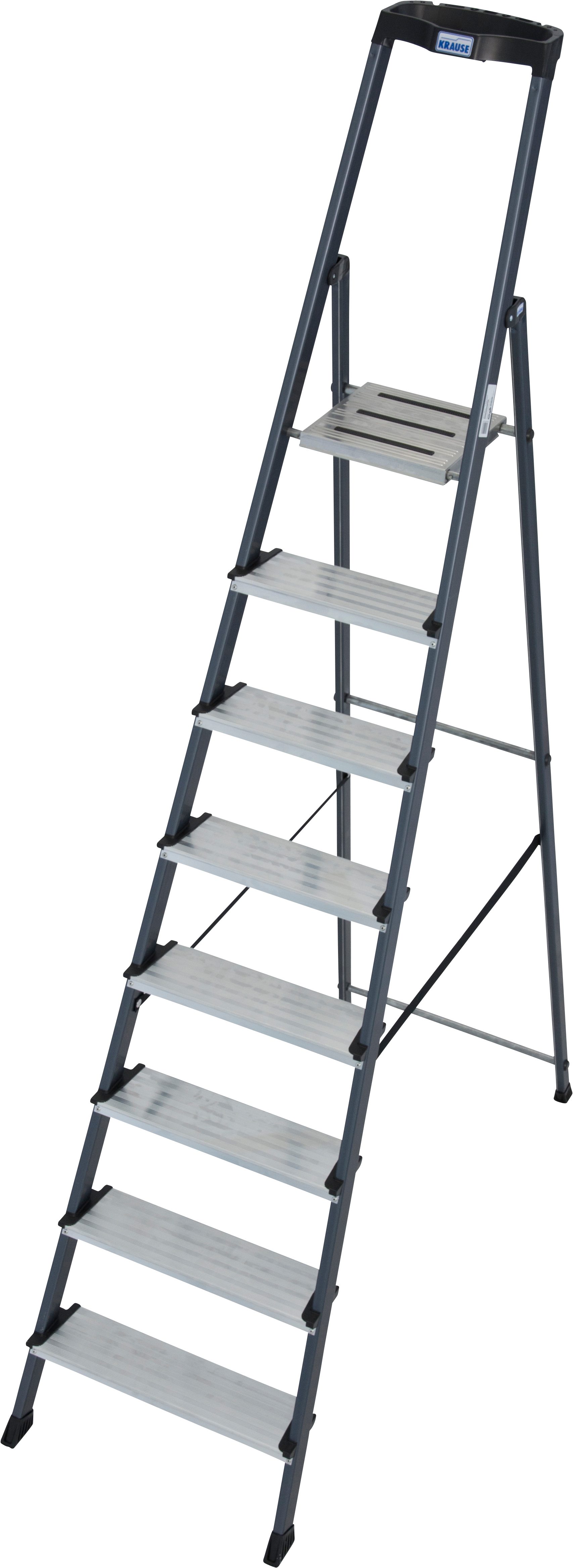 KRAUSE Stehleiter Securo, Alu eloxiert, 1x8 Stufen, Arbeitshöhe ca. 370 cm