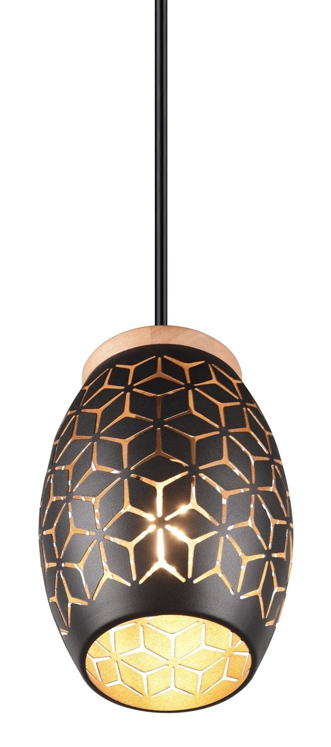 Reality Leuchten Pendelleuchte BIDAR, 1-flammig, Schwarz, Braun, Metall, ohne Leuchtmittel, H 150 cm