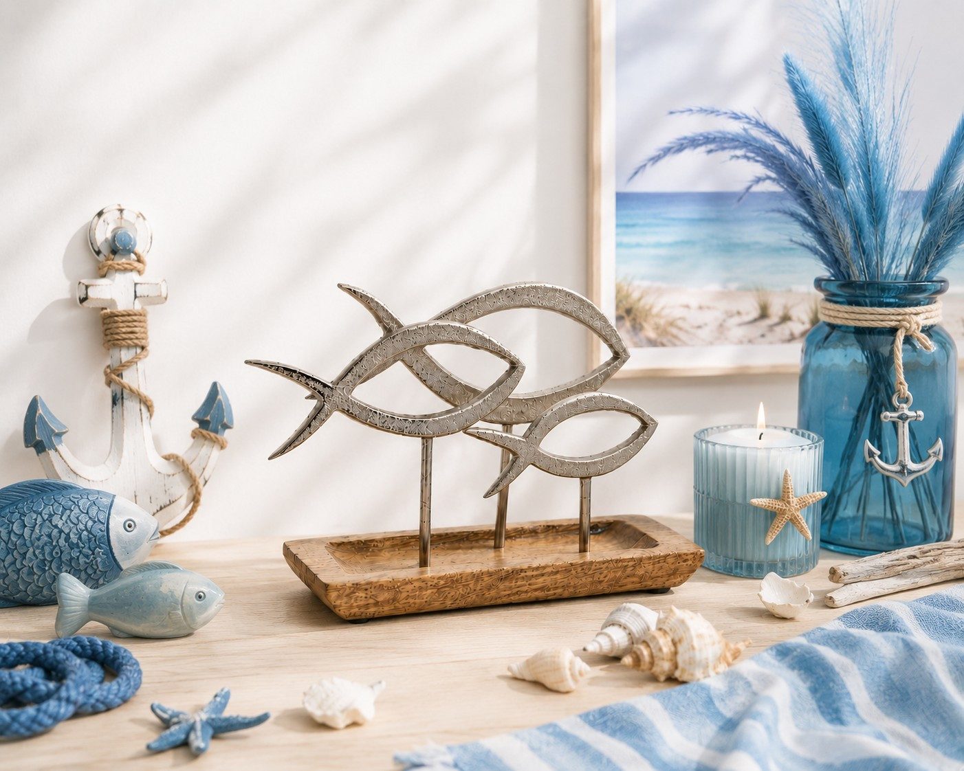 Wurm Dekofigur Otto Deko-Aufsteller Fische Fisch-Figur aus Metall
