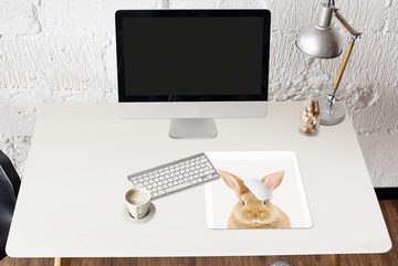 MuchoWow Gaming Mauspad Tiere - Kaninchen - Weiß (1-St), Mousepad mit Rutschfester Unterseite, Gaming, 40x40 cm, XXL, Großes