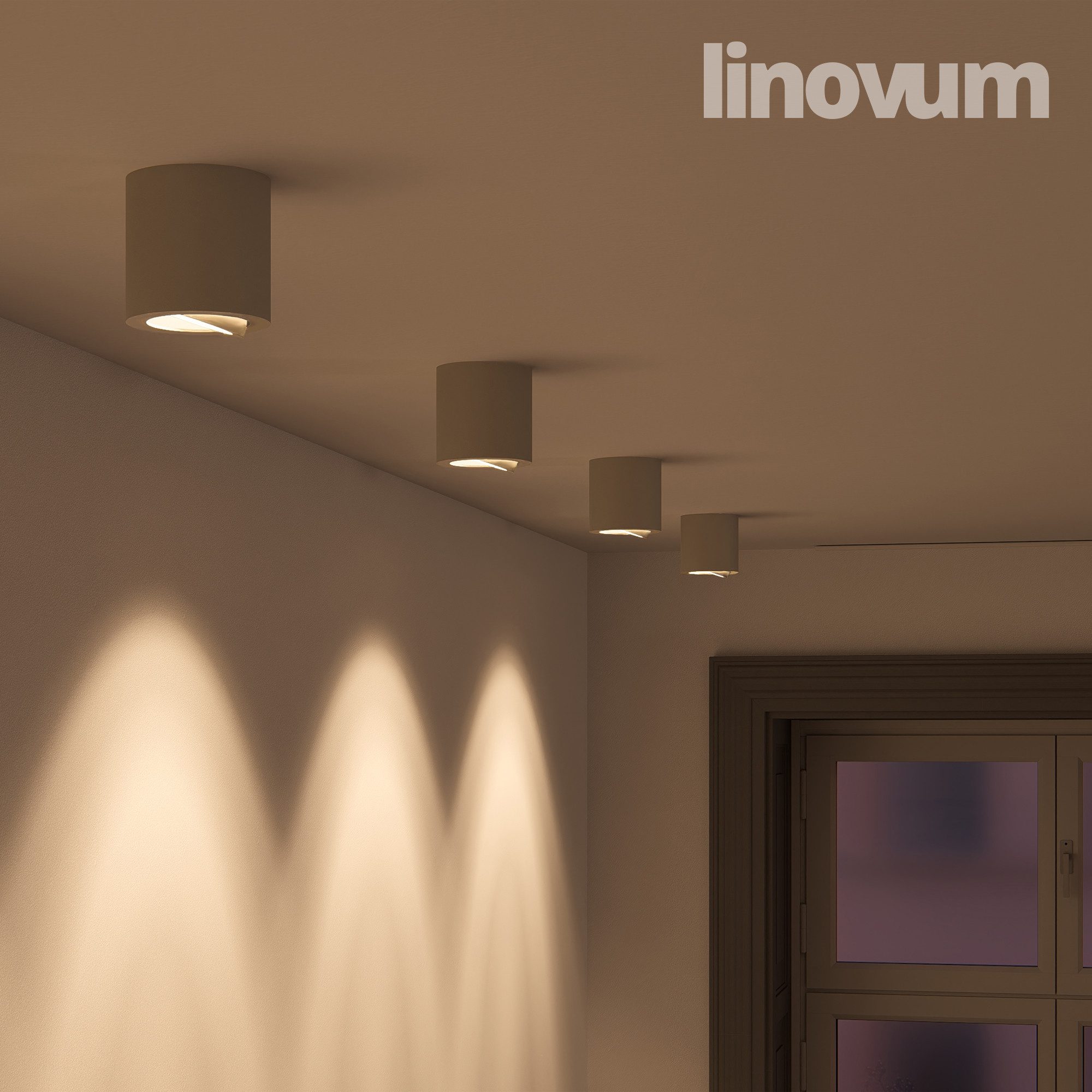linovum LED Aufbaustrahler 4x Aufbauleuchten CORI weiß schwenkbar Deckenlampe Spot Deckenstrahler