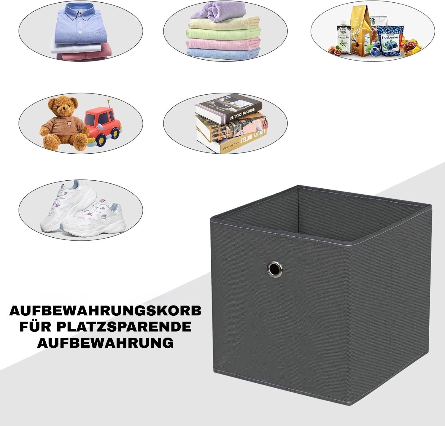 BlingBin Faltbox Aufbewahrungsbox faltbare Stoffbox Aufbewahrungskorb mit Griff (10er Set, 10 St., 32×32×32 cm), für Regal, Spielzeug,Kinderzimmer,Büro & Hausha – Bild 2 von 5