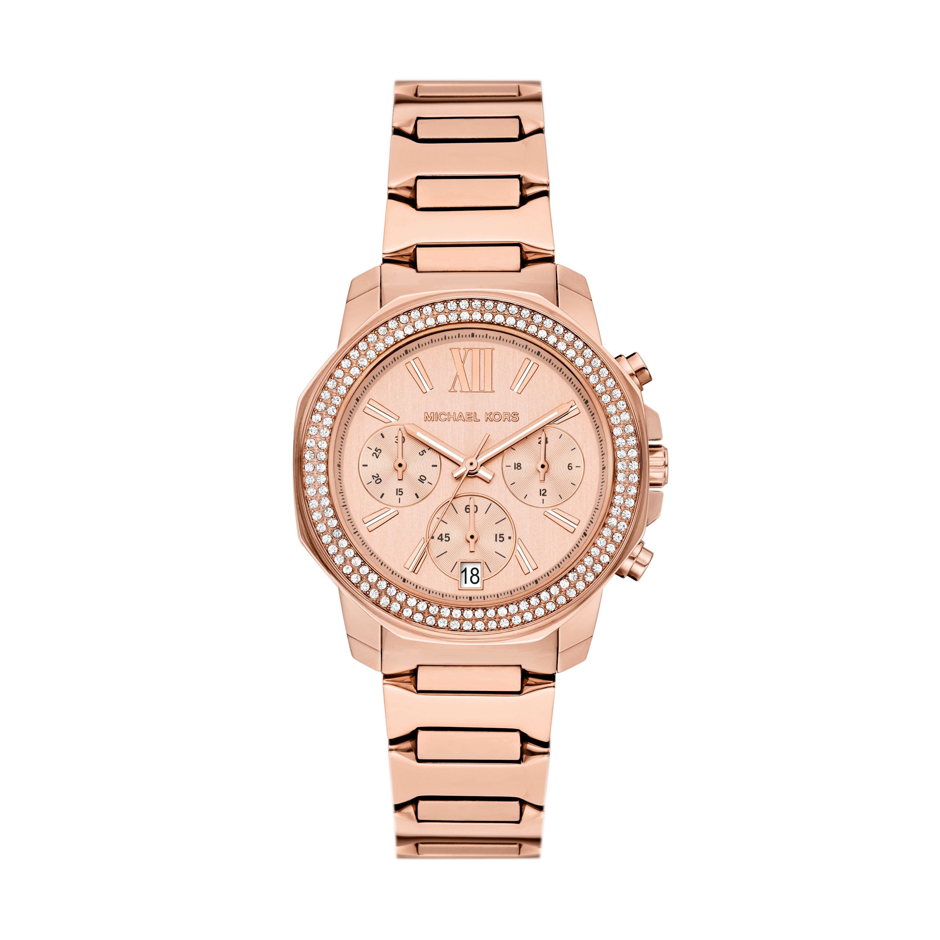 MICHAEL KORS Chronograph Prescott MK7681, Quarzuhr, Armbanduhr, Edelstahlarmband, analog, Tag, Stoppfunktion