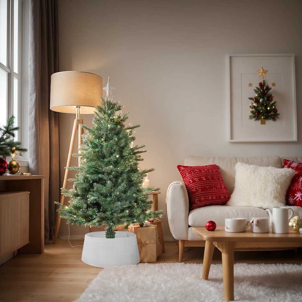 furnicato Weihnachtsbaumdecke Weißer Weihnachtsbaum-Rock mit Rattan-Design, 48-56 cm Durchmesser, 2 (1-tlg)