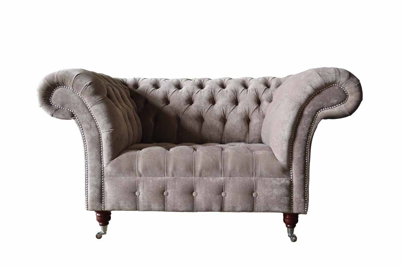 JVmoebel Sessel Chesterfield Sofa Couch 1 Sitzer Luxus Textil Stoff Couchen Polster, Made In Europe