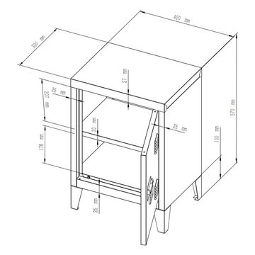 en.casa Nachtschrank (1-St) »Inari« Metallschrank Aktenschrank mit einer Tür Pastellgrün, matt, matt