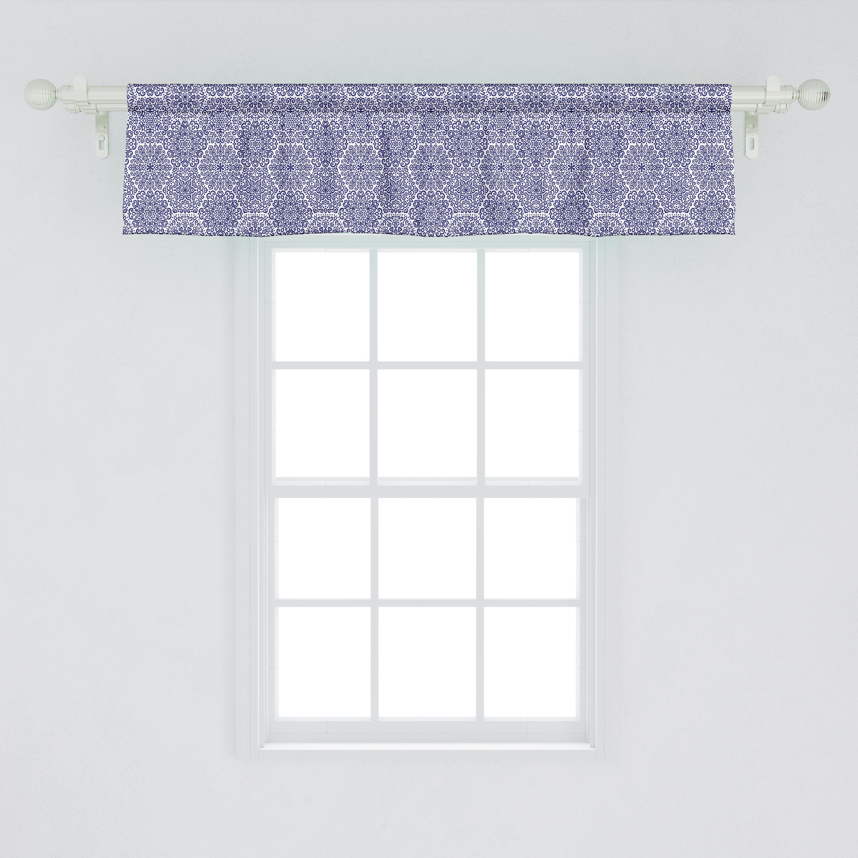 Scheibengardine Vorhang Volant für Küche Herzen mit Abakuhaus, Schlafzimmer Microfaser, Stangentasche, Dekor Blooms Russisch