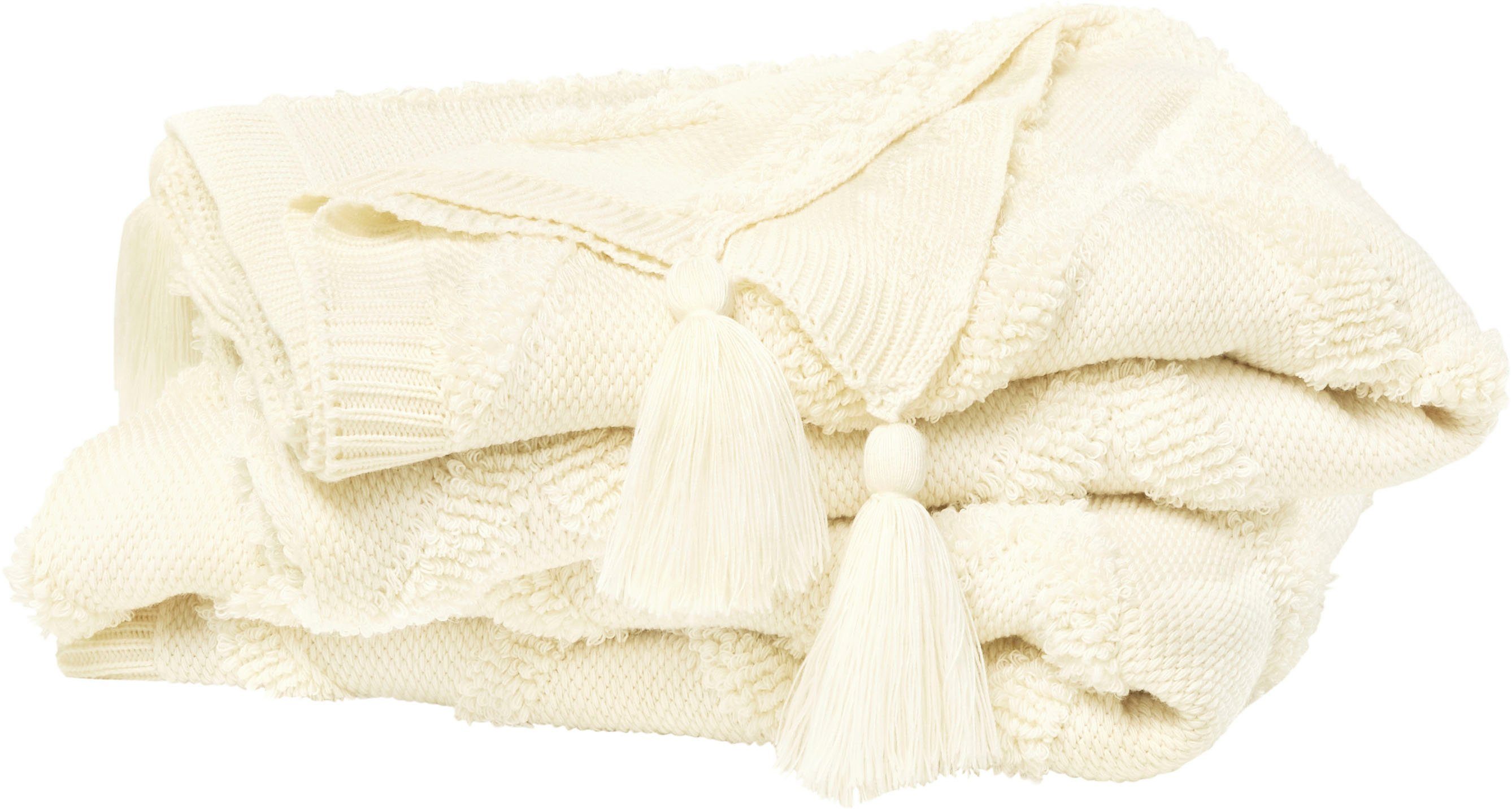 Primera Tagesdecke Kuscheldecke Boho, mit trendigen Bommeln