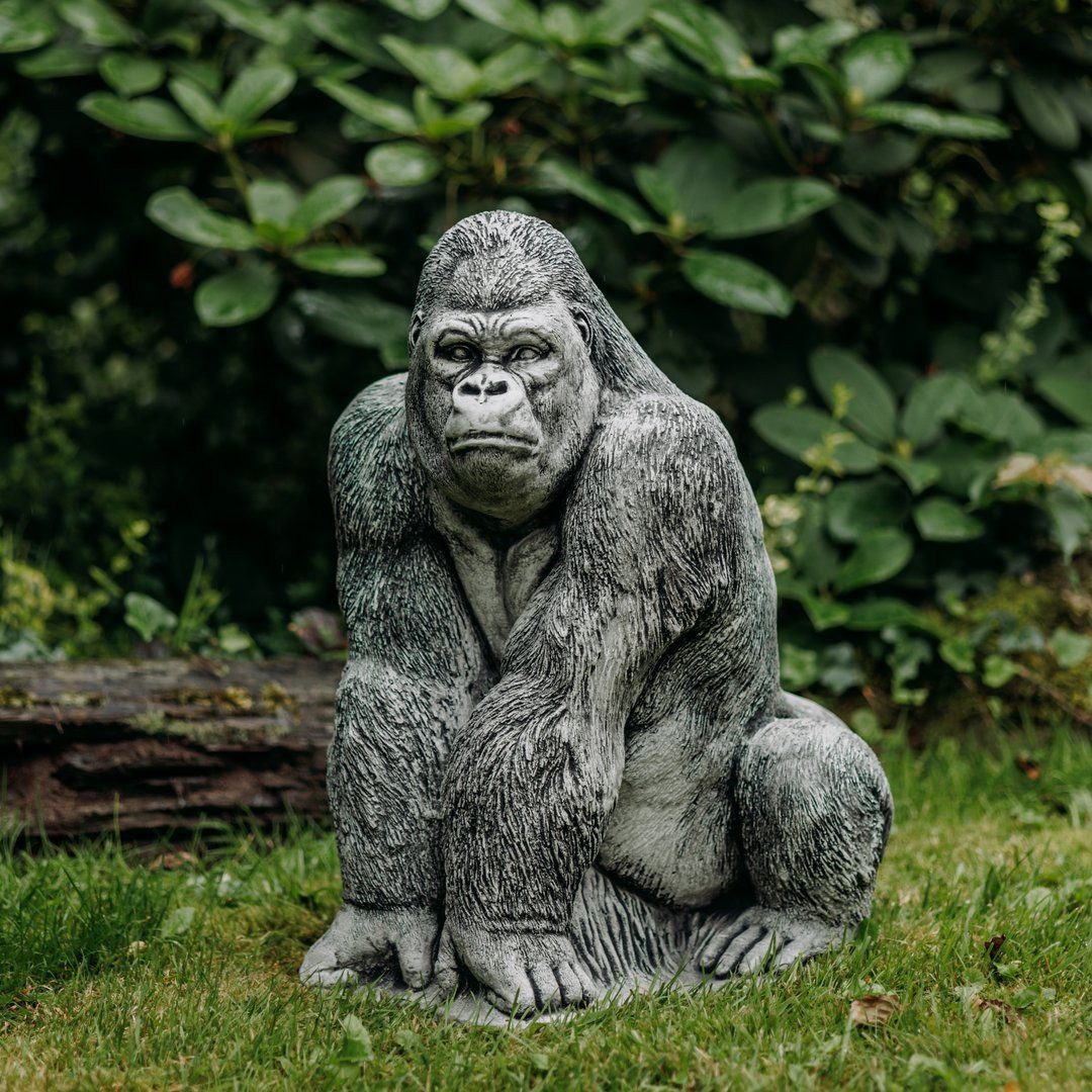 gartendekoparadies.de Gartenfigur Affe Gorilla Statue, Steinfigur, H. 55 cm, 62 kg, Frostsicher