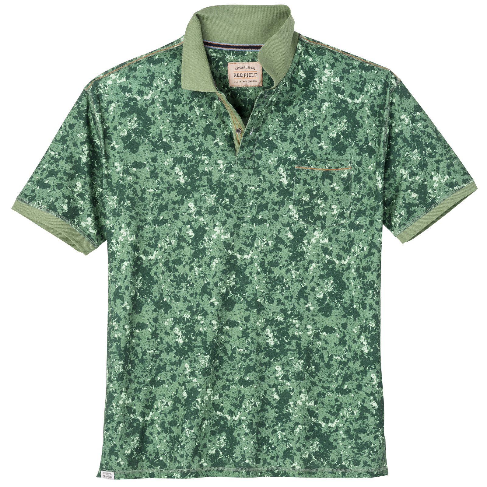 redfield Poloshirt Redfield Übergrößen Poloshirt salbeigrün gemustert