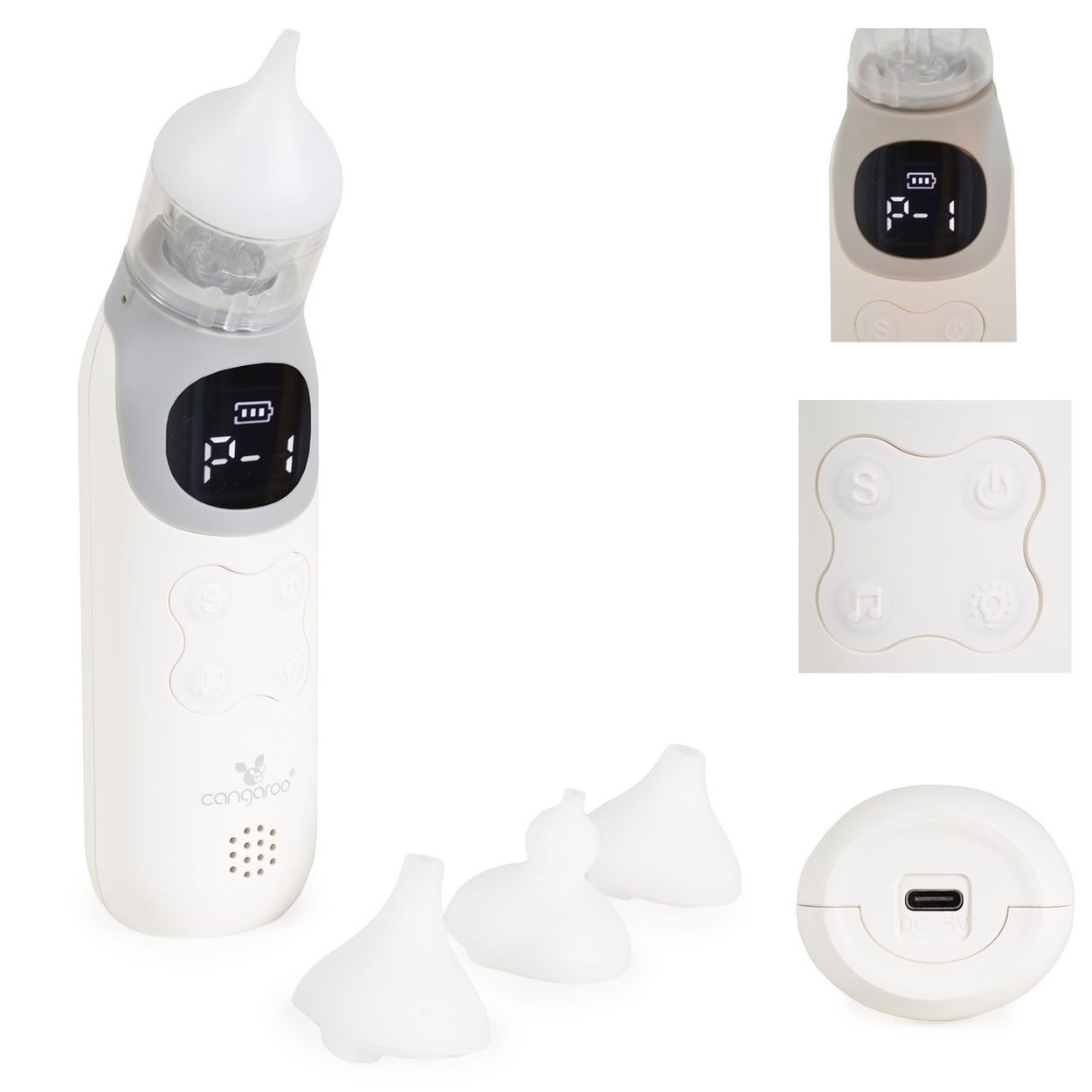 Cangaroo Nasensauger Elektrischernasensauger Puffee, 1-tlg., 5 Saugstufen Licht Melodien Aufsatz