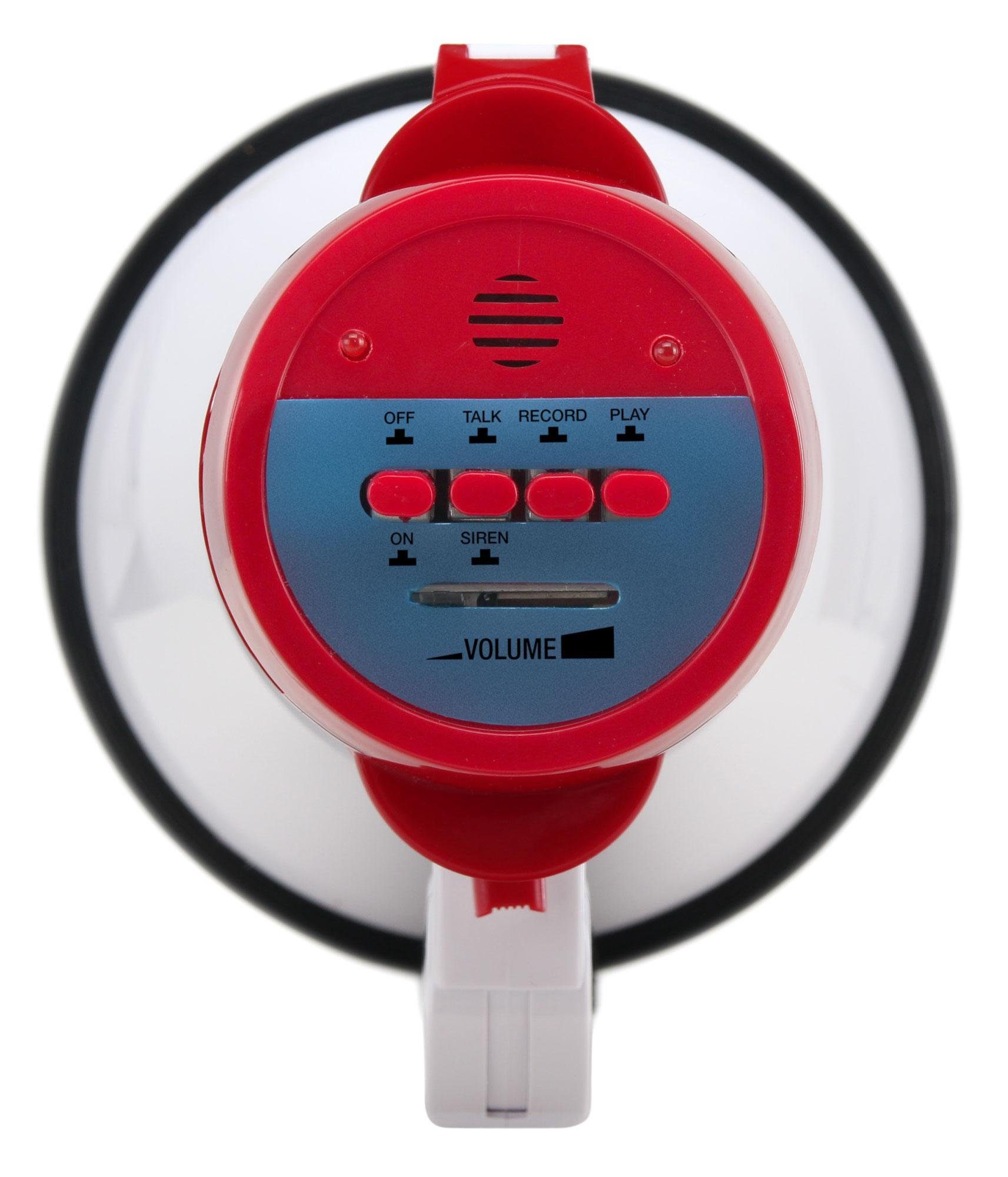 McGrey Megafon Megaphon - Lautsprecher Sprachrohr, 10 Watt RMS bis zu 500m Reichweite, robuste Bauweise, (MP-100RS, Inkl. Tragegurt), Aufnahme/Wiedergabe-Funkti – Bild 2 von 5
