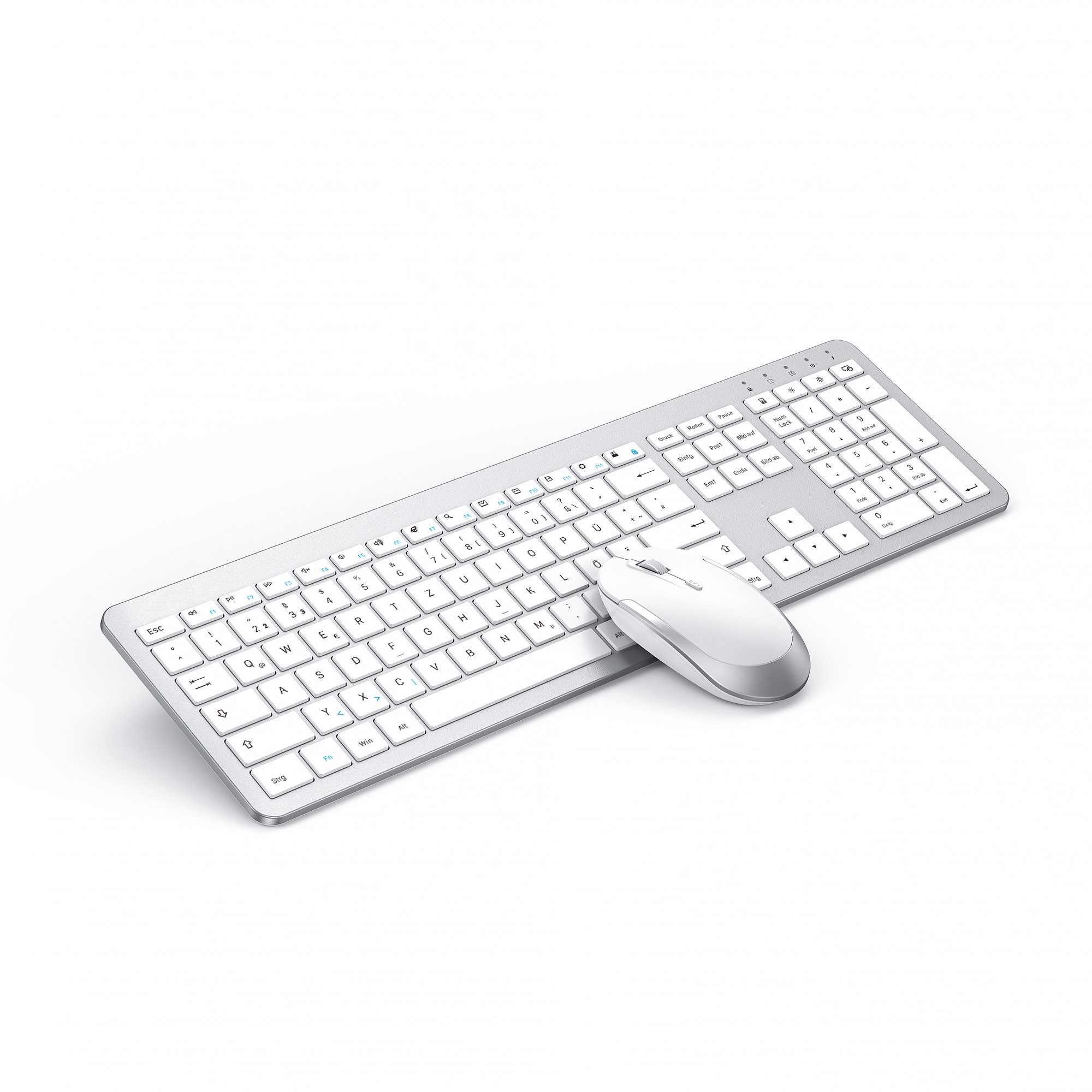 Seenda 038-3 Aufladbare Funktastatur mit Maus&Silikon für Windows DE Layout Tastatur- und Maus-Set, Aufladbar und Dünn