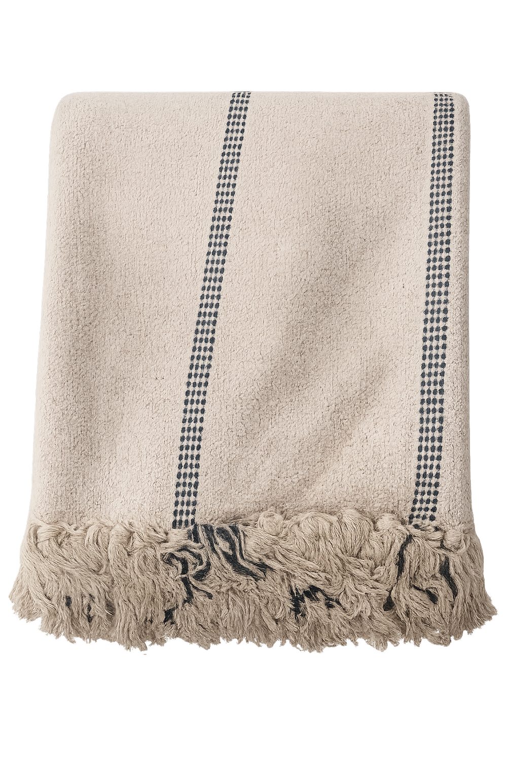 Wohndecke Beige/Black, AU Maison, Stilvolle Baumwolldecke mit Fransen 130x180 cm