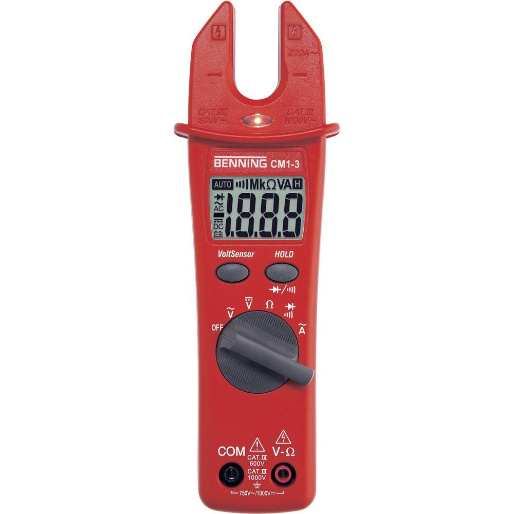 Spannungsprüfer Benning CM 1-3 Stromzange, Hand-Multimeter digital CAT III 1000 V, C