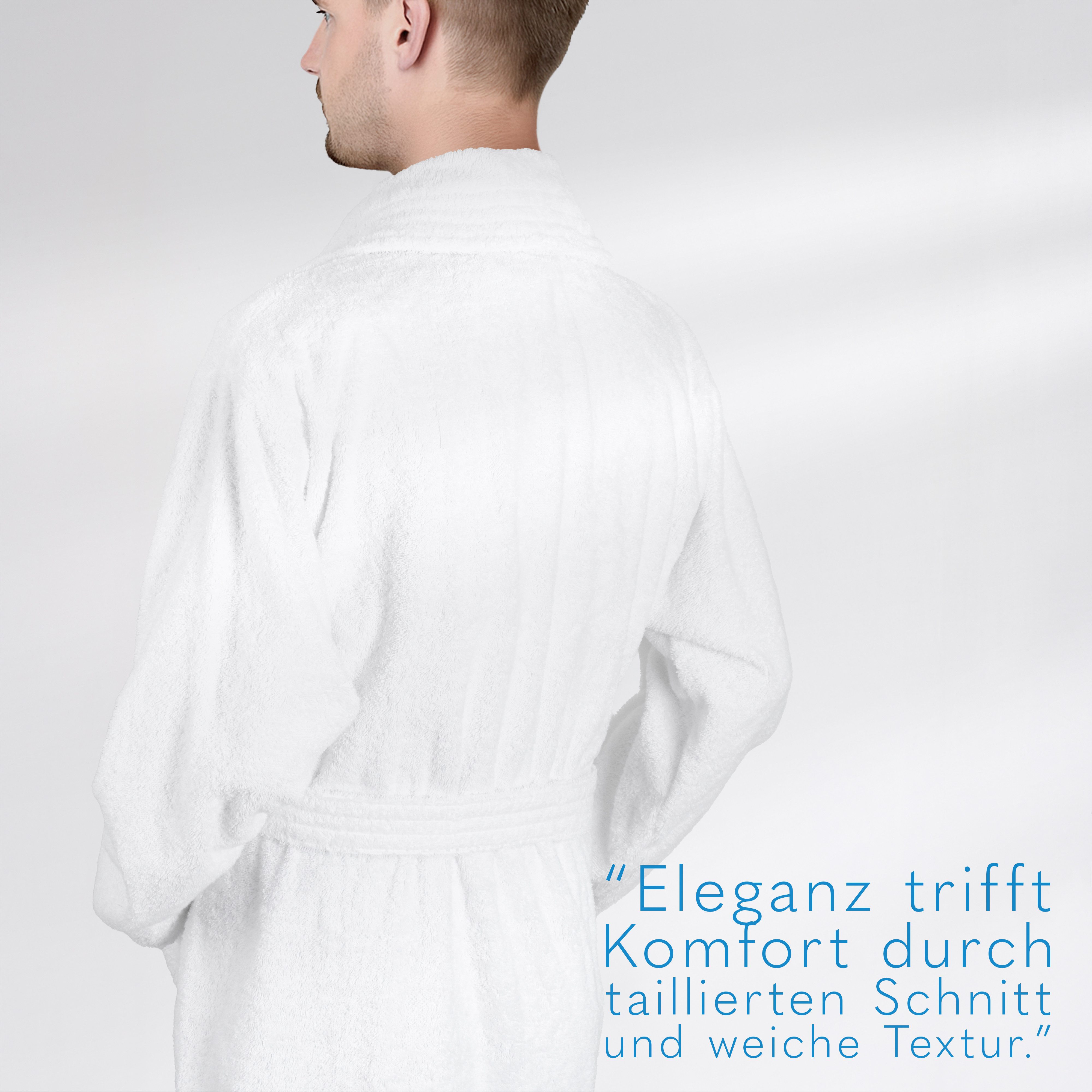 HAMMETEX Herrenbademantel hergestellt aus 100% Baumwolle – 380 g/m² Frottee, mit Taschen, Langform, Baumwolle, Schalkragen, Gürtel, saugfähig & Weich – Bild 3 von 5
