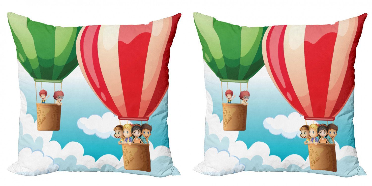 Kissenbezüge Modern Accent Doppelseitiger Digitaldruck, Abakuhaus (2 Stück), Erkunden Kinder in Luftballons
