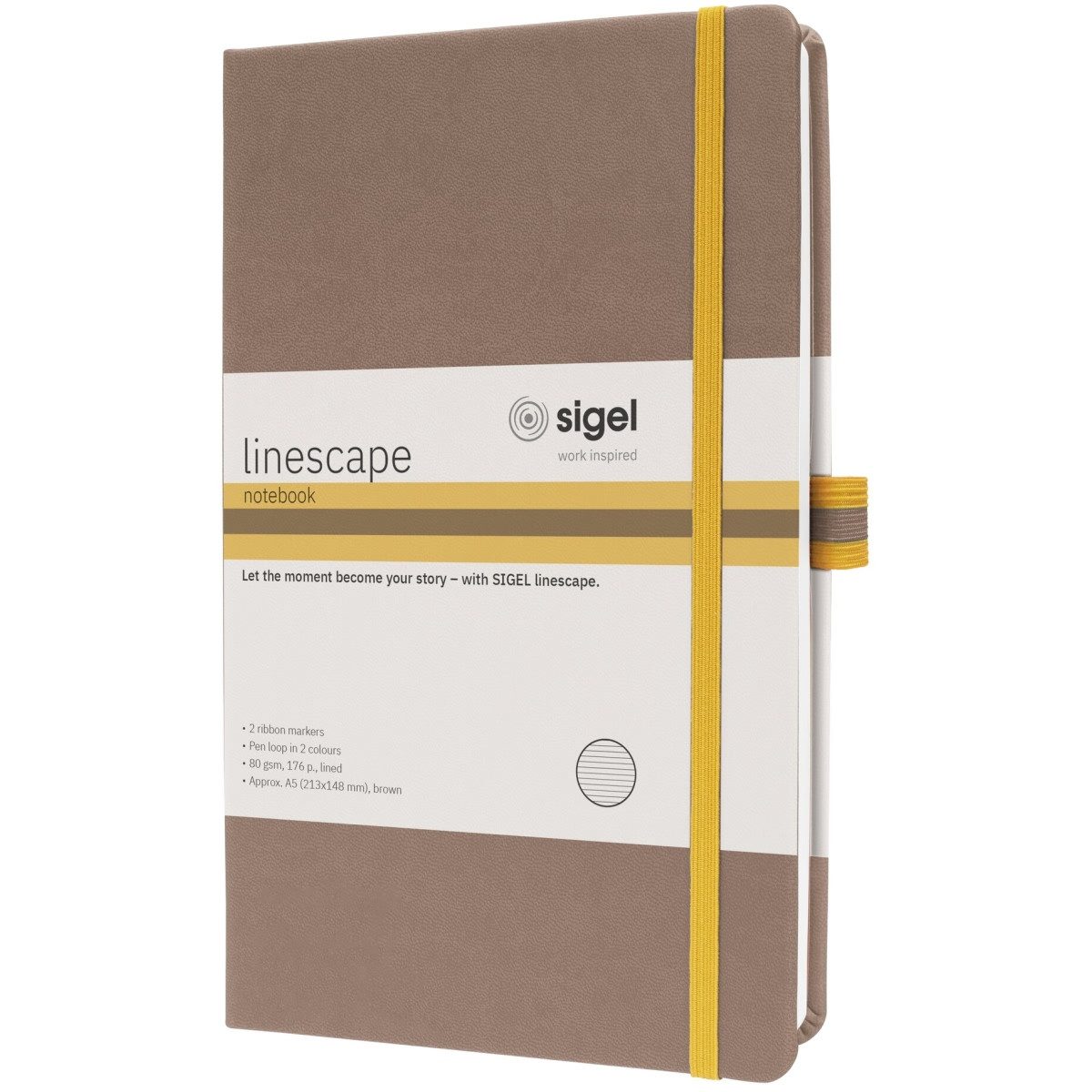 Notizbuch Notizbuch Linescape ca. A5 176 Seiten Hardcover liniert 80g braun.