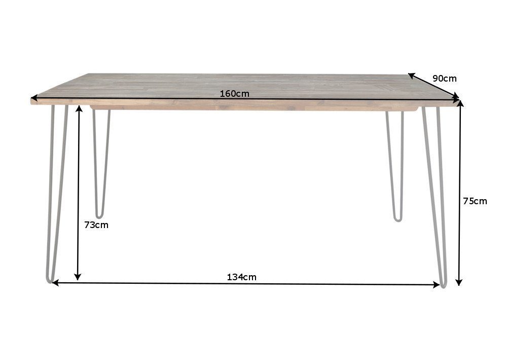 riess-ambiente Esstisch SCORPION 160cm / · · braun Küchentisch schwarz, · Massivholz · Akazie Legs Hairpin Retro