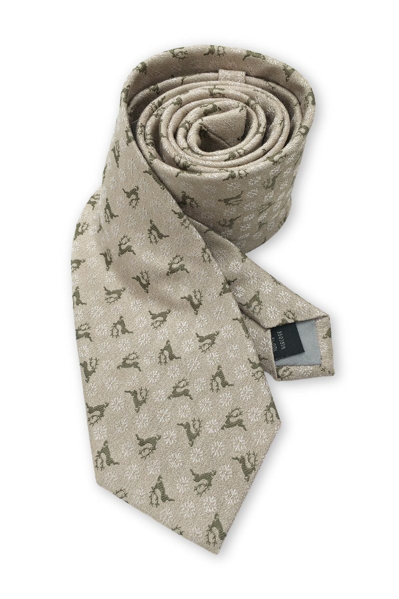Luise Steiner Weste, Hemd & Krawatte/Fliege Trachtenkrawatte - Hirschel/Blumen - eis, stein, taupe