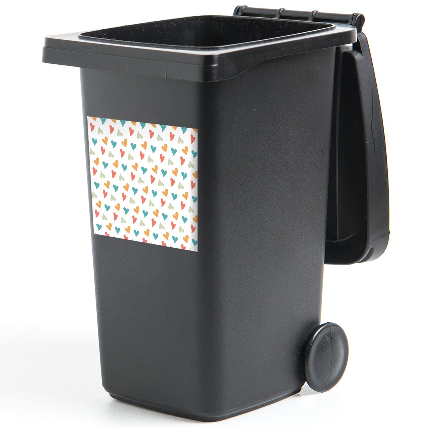 Mülltonne, Orange Wandsticker Container, Herz Abfalbehälter Design Mülleimer-aufkleber, St), (1 - MuchoWow - Sticker,