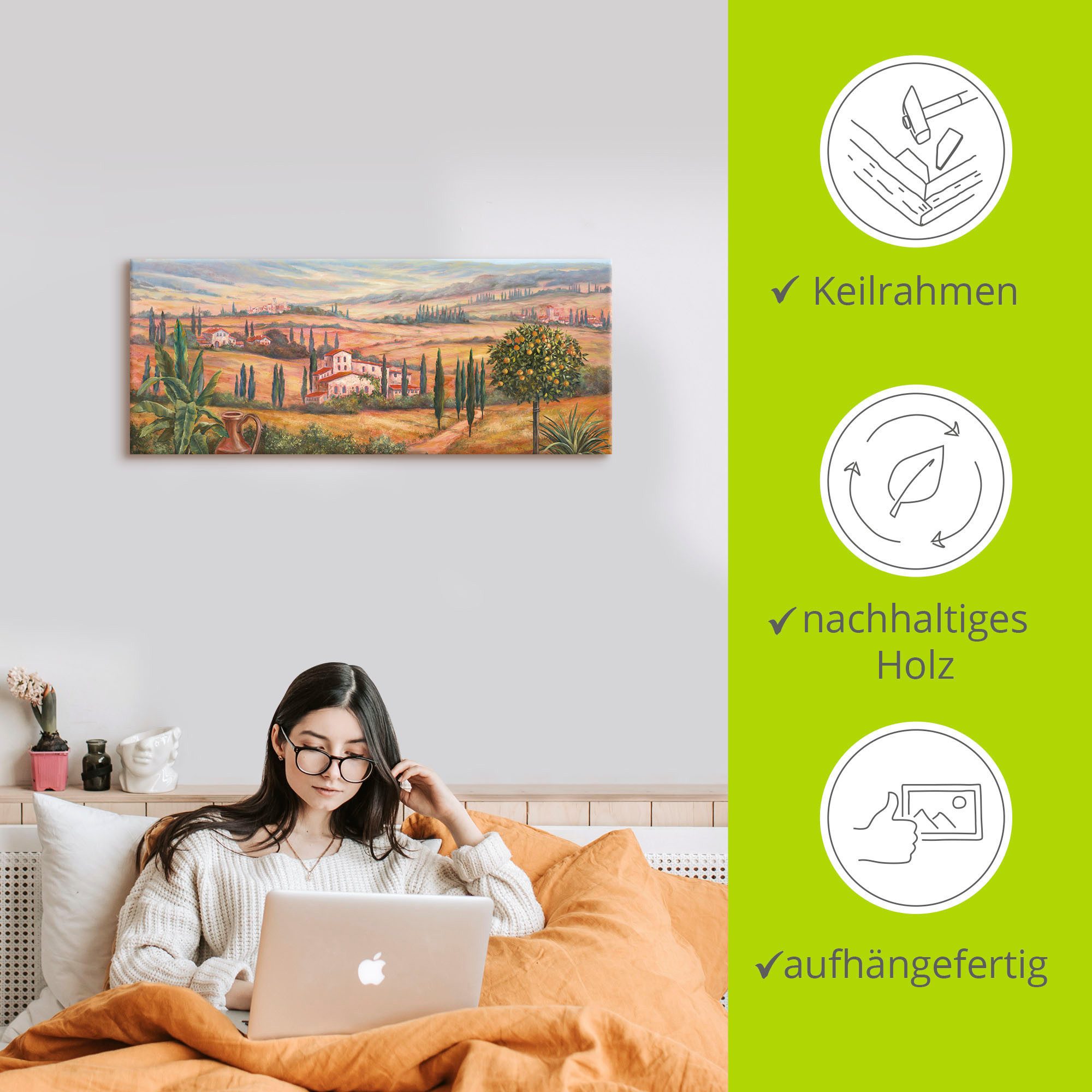 Artland Wandbild Terrasse, Europa (1 St), als Alubild, Leinwandbild in verschied. Größen