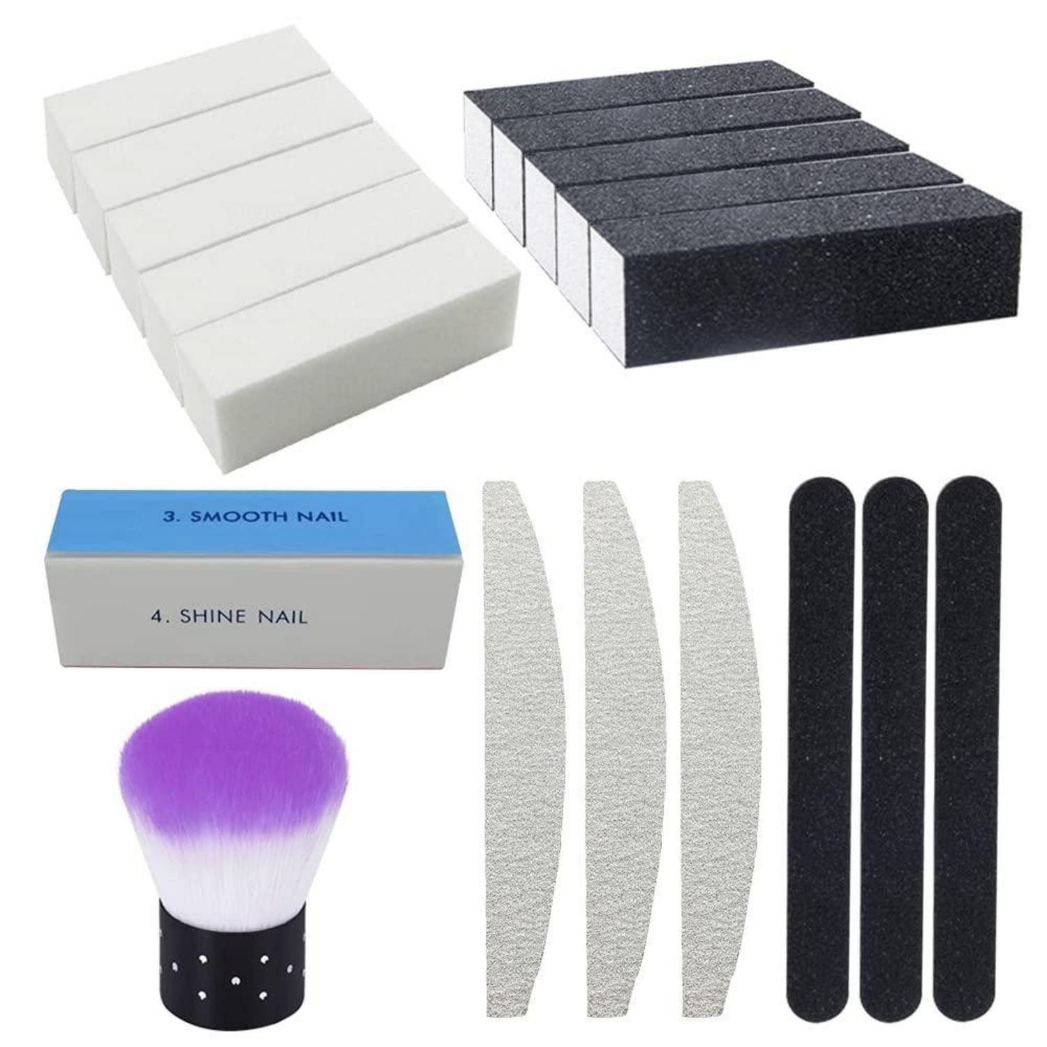 Belvanr Polierblock Nagelfeile Set 18-teilig Bufferschleifpolierblock Gelnägel