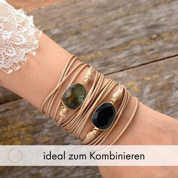 BENAVA Armband Wickelarmband - Onyx Schwarz, Handgemacht