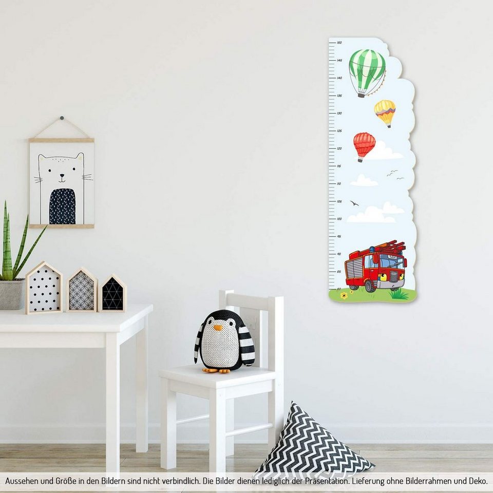 Kreative Feder Messlatte „Feuerwehrauto“ für Kinder, Messlatte fürs  Kinderzimmer im Norwegian Style; Messbereich 80–150 cm