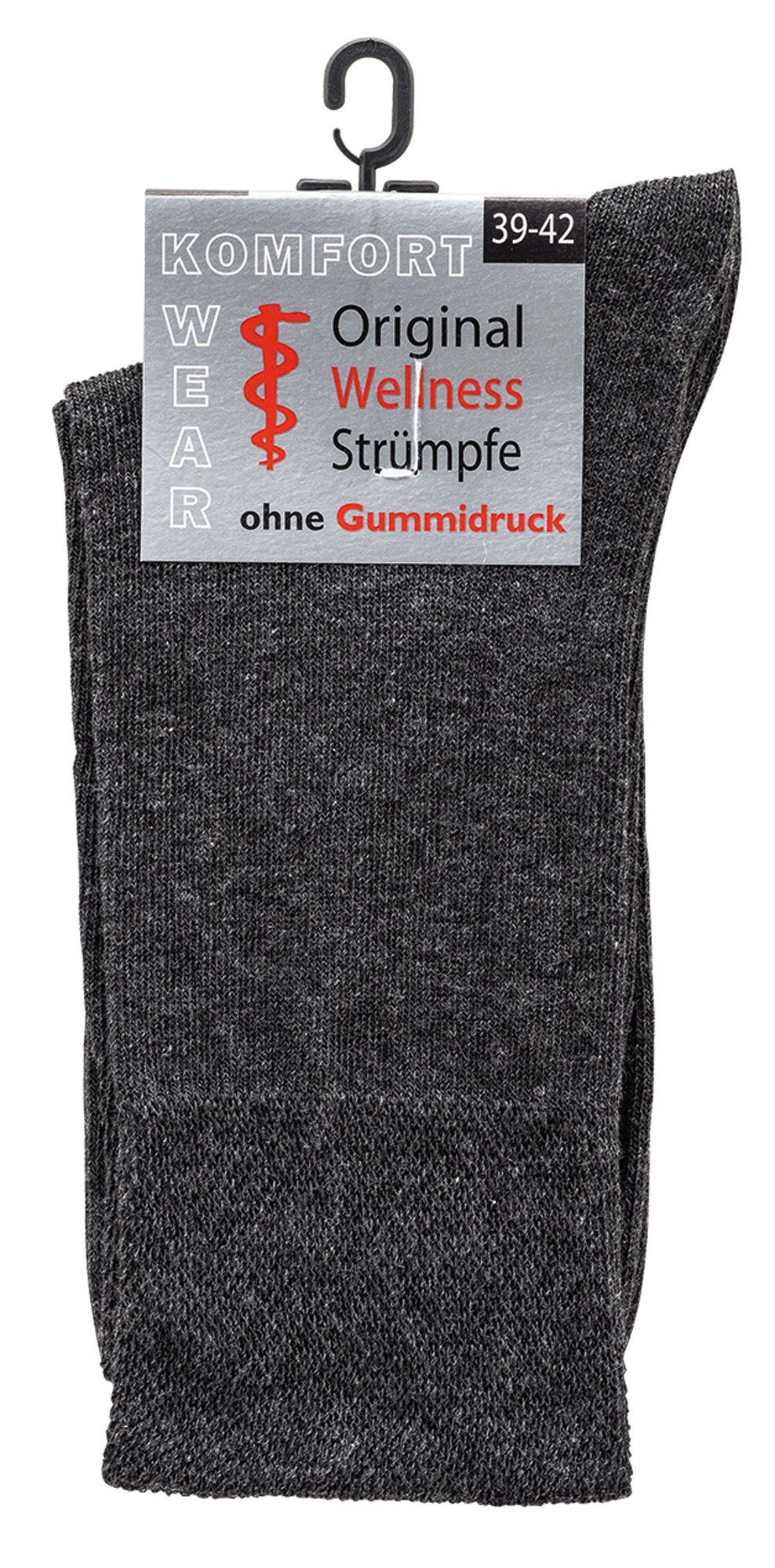 FussFreunde Basicsocken 6 Komfort breitem Baumwoll-Socken mit Paar Piqué-Bund Anthrazit