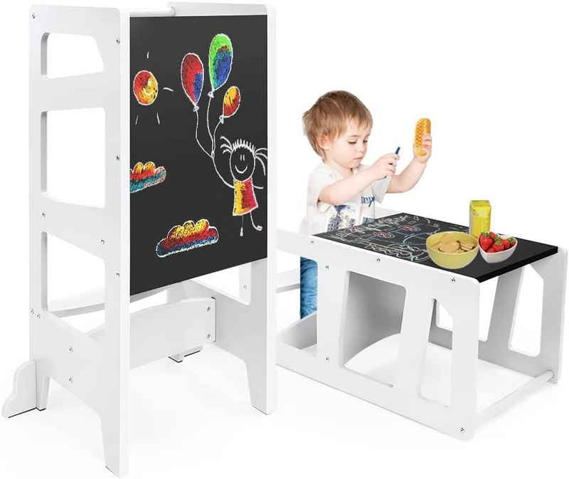Dripex Stehhilfe Lernturm für Baby Kindertisch Tritthocker mit Tafel