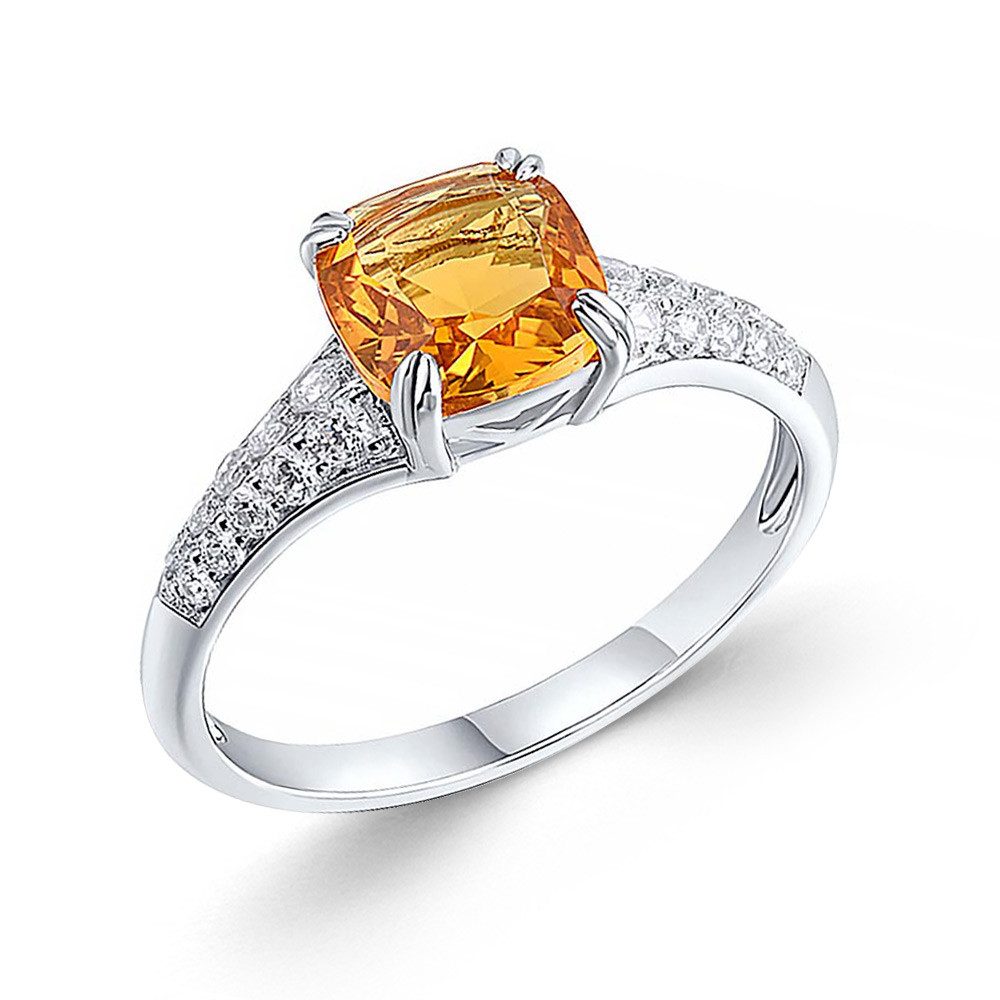 SOKOLOV Jewelry Silberring Damenring aus 925 Silber mit gelben Citrin (1-tlg., und farblosen Zirkonia), Sterling Silberschmuck für Damen