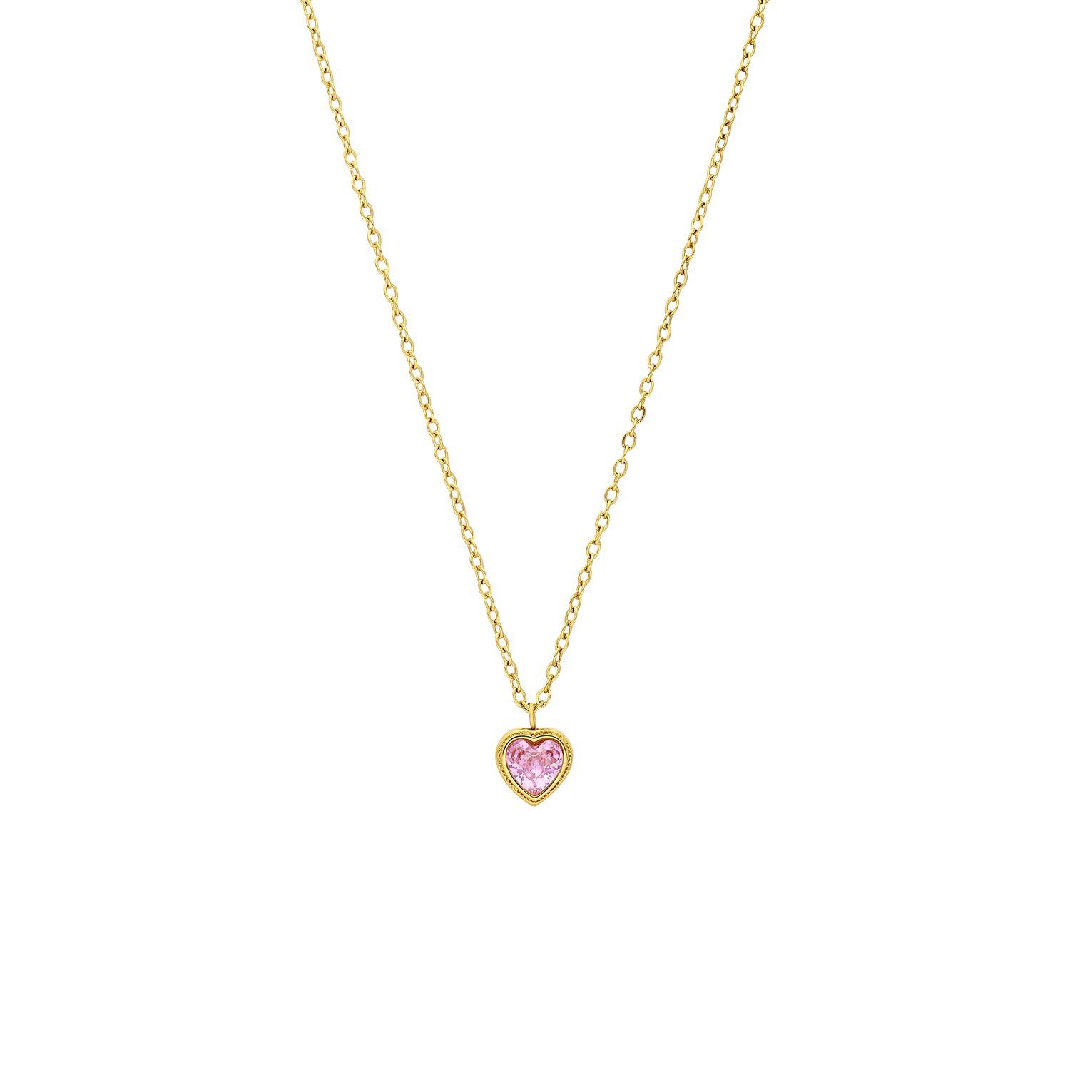 LUCARDI Kette mit Anhänger Halskette - Stahl - Gold - Zirkonia - Damen
