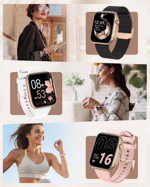 JUNG AIMIUVEI Smartwatch Damen & Herren Fitnessuhr, mit Bluetooth Smartwatch (4,69 cm/1,85 Zoll) mit Telefon Funktion, 100+ Trainingsmodi, mit Android / iOS, Smarte Uhr für Sport, Smart Uhr Herren, Fitnesstracker, Wasserdicht, Schrittzähler Uhr, Fitnessuhr, Fitness Tracker, Sportuhr, Sportuhren Damen Herren Sport