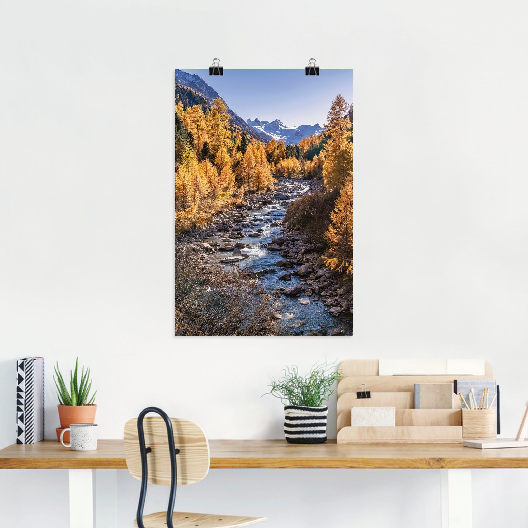 oder Poster Bilder St), im Oberengadin, versch. Alubild, als Jahreszeiten Leinwandbild, Herbst Artland (1 Vier in Wandaufkleber Wandbild Größen