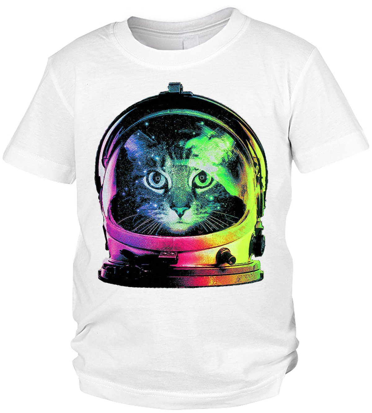 Tini - Shirts Print-Shirt Katzen Motiv Kindershirt lustiges / buntes Katzenshirt für Kinder : Space Cat