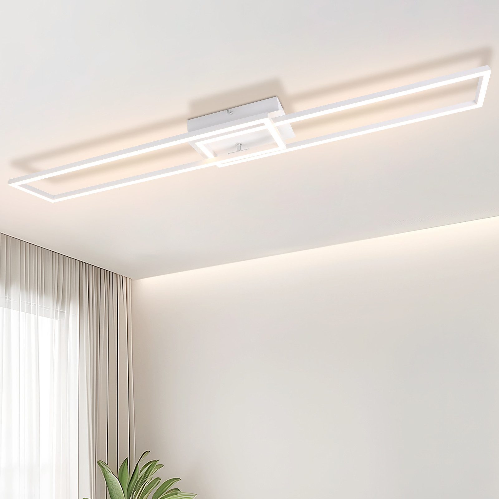 ZMH LED Deckenleuchte Wohnzimmer 2 Rahmen Modern 3000K Schwarz/Weiß 32W Dec günstig online kaufen