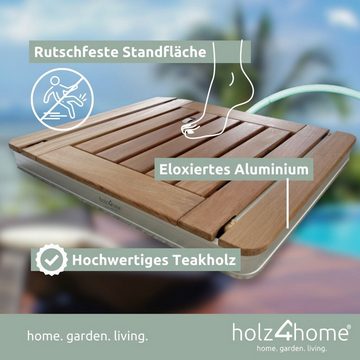 holz4home Gartendusche Bodendusche, Pooldusche, Teakholz, rund, verst. Wasserstrahl