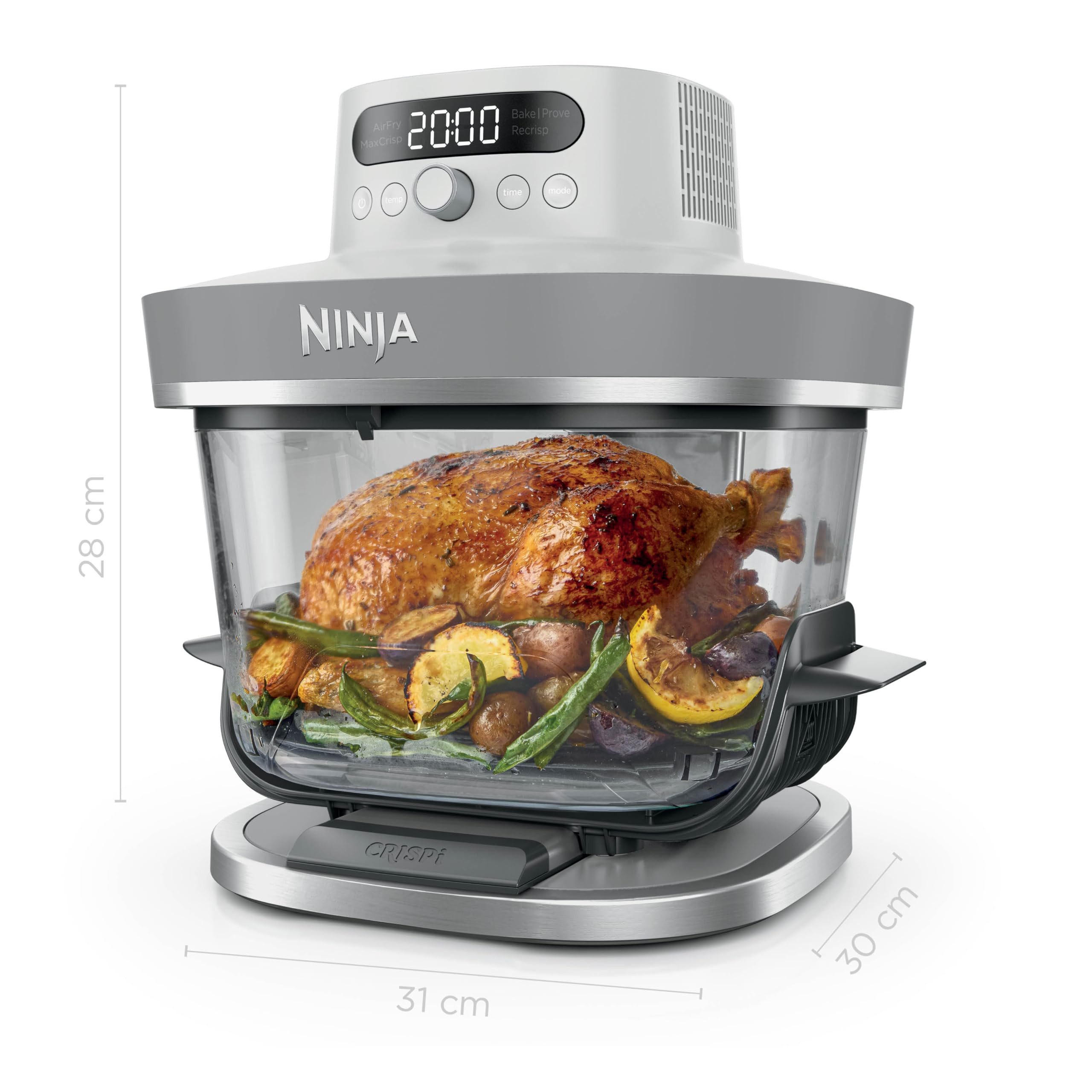 NINJA Fritteuse AS090EUWH, 5,7 L XL Glas-Heißluftfritteuse mit 5 Programmen