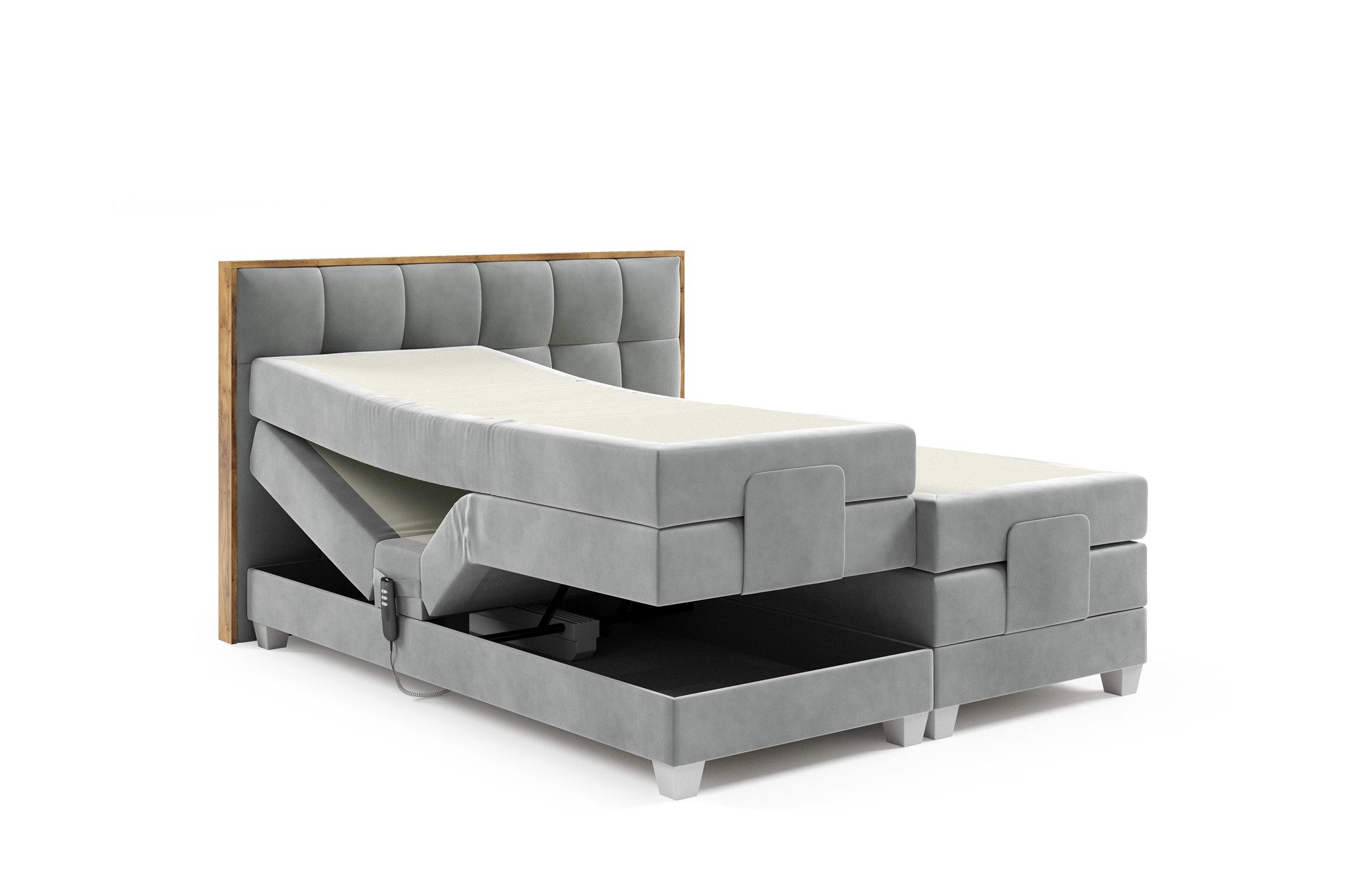 Fun Möbel Boxspringbett Schlafzimmerbett HENRY Elektrisch in Stoff Fresh (mit Bonell- und Taschenfederkernmatratze), Fuß- und Kopfteil elektrisch verstellbar