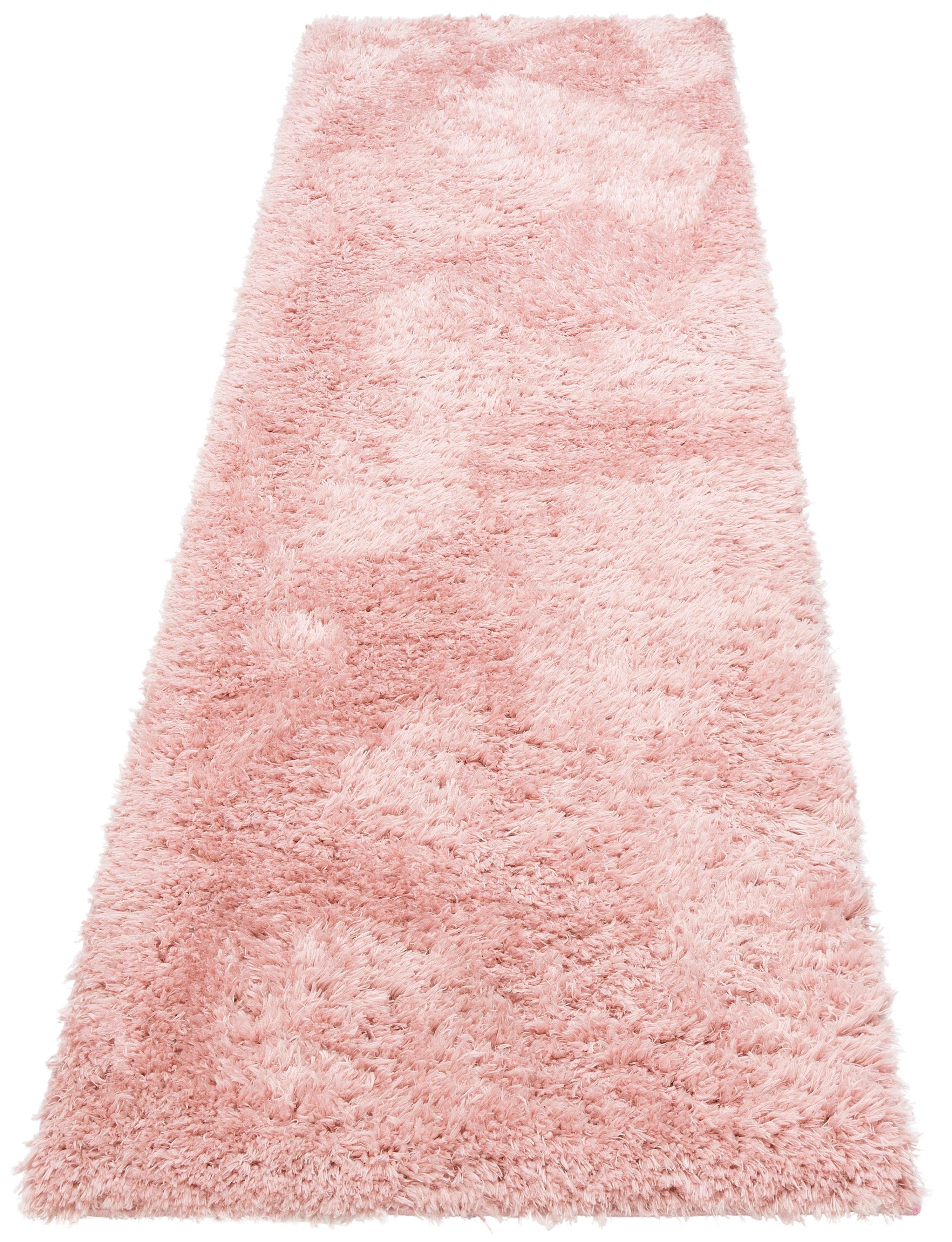 Hochflor-Läufer Boldo, my home, rechteckig, Höhe: 50 mm, besonders weich durch Mikrofaser, Shaggy Teppich rosa