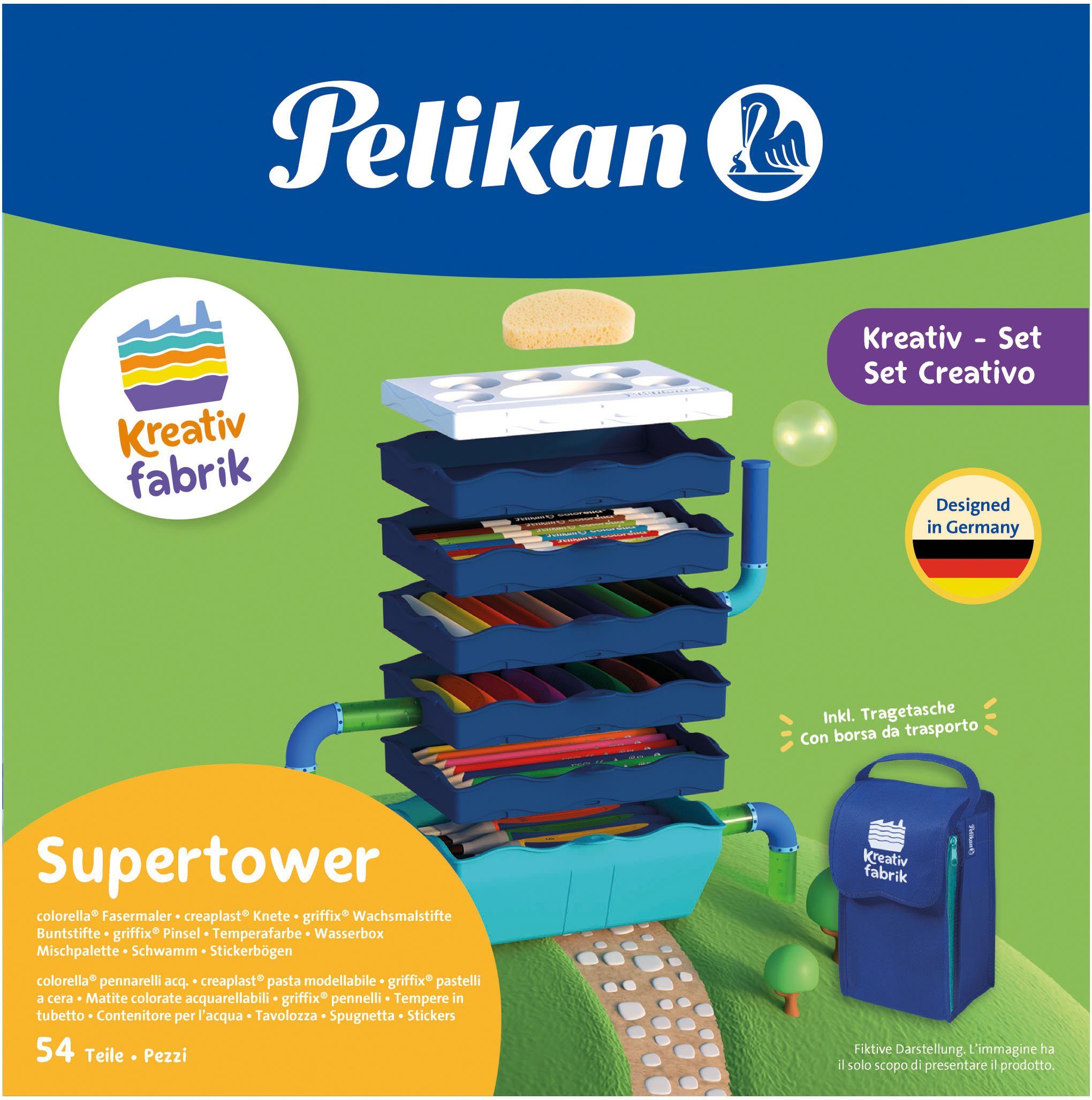 Kreativset Pelikan Inklusive Kreativfabrik Made Germany in Supertower, Tragetasche, -